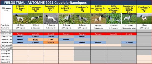 Tableau des britanniques en couple
