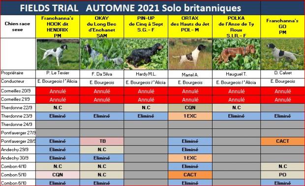 Tableau des britanniques en solo